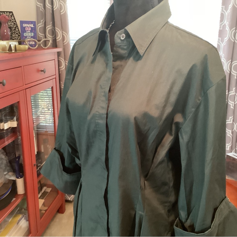 Madewell Poplin Tucked Mini Shirtdress In Summit Green